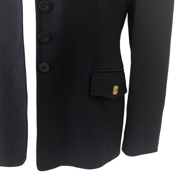 ESCADA wool navy black blazer jacket sz 38 - business casual - formal - stretchy - Picture 12 of 13